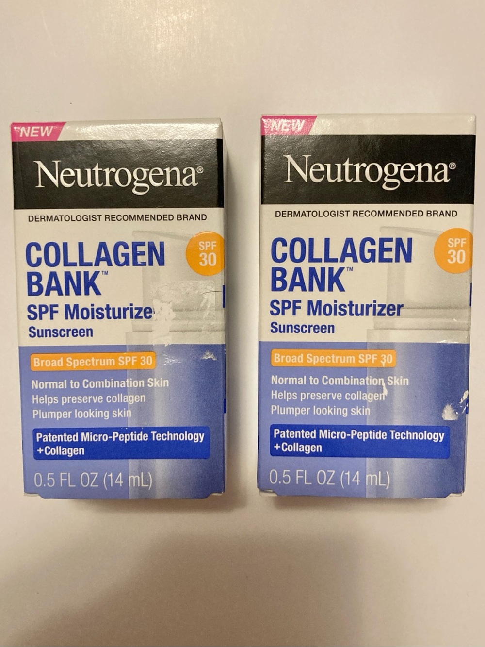 Lot of 2 Neutrogena Collagen Bank SPF 30 Moisturizer Sunscreen Brand New .5 oz
